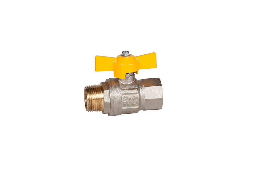 2-way ball valve - brass, MOP 5, female/female - with DVGW approval for gases