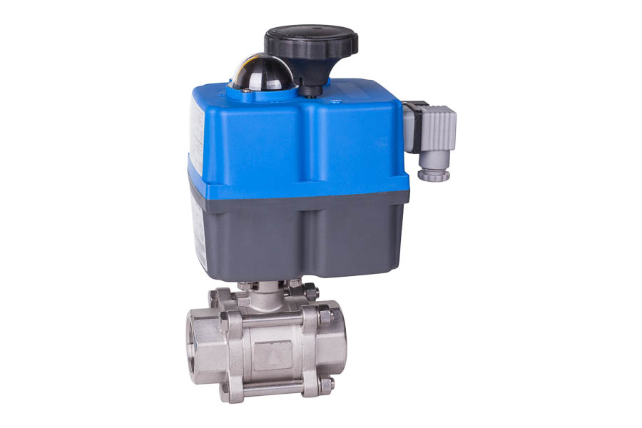 2-way ball valve - stainless steel, female/female - electrically operated (24 V)