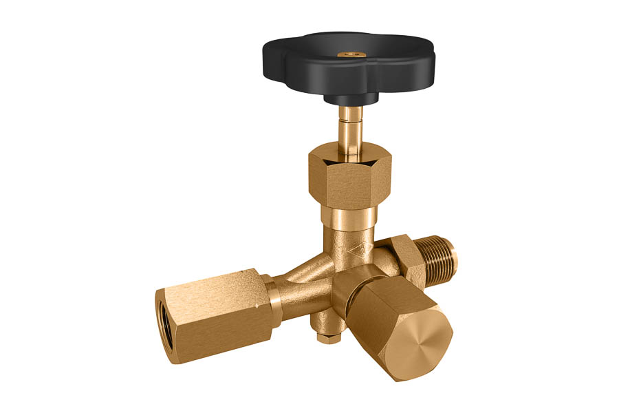 Manometer gauge valve acc. to DIN 16271 - brass"0, male thread x sleeve