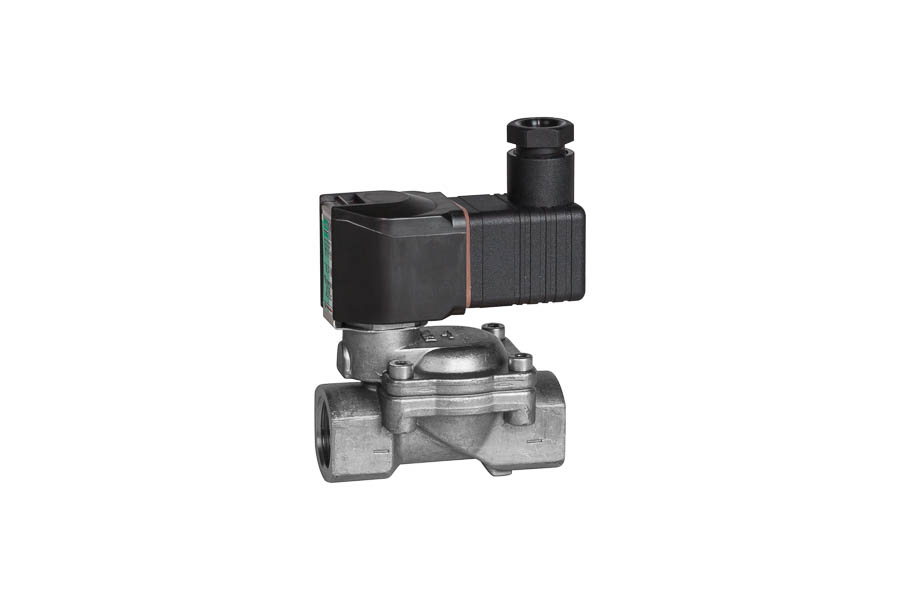 2/2-Wege Magnetvenil aus Edelstahl, indirekt gesteuert, G 1/4" bis G 2", PN16, IG/IG, Druckbereich: 0,1...16/10 bar, 24 V DC (stromlos geschlossen) - für teilaggressive Flüssigkeiten und Gase